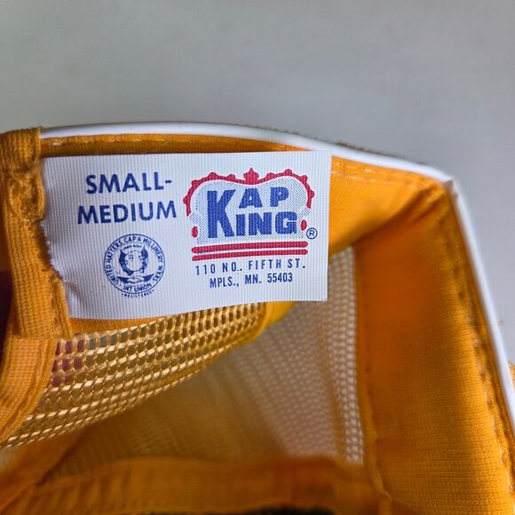 Vintage Johnson Reels Trucker Hat Green Yellow Kap King USA Snapback Foam Rot - Picture 7 of 10